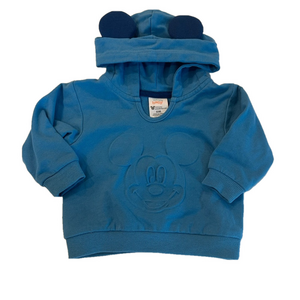 4/20$ Disney Baby Blue Mickey Mouse Hoodie with Ears size 6 months